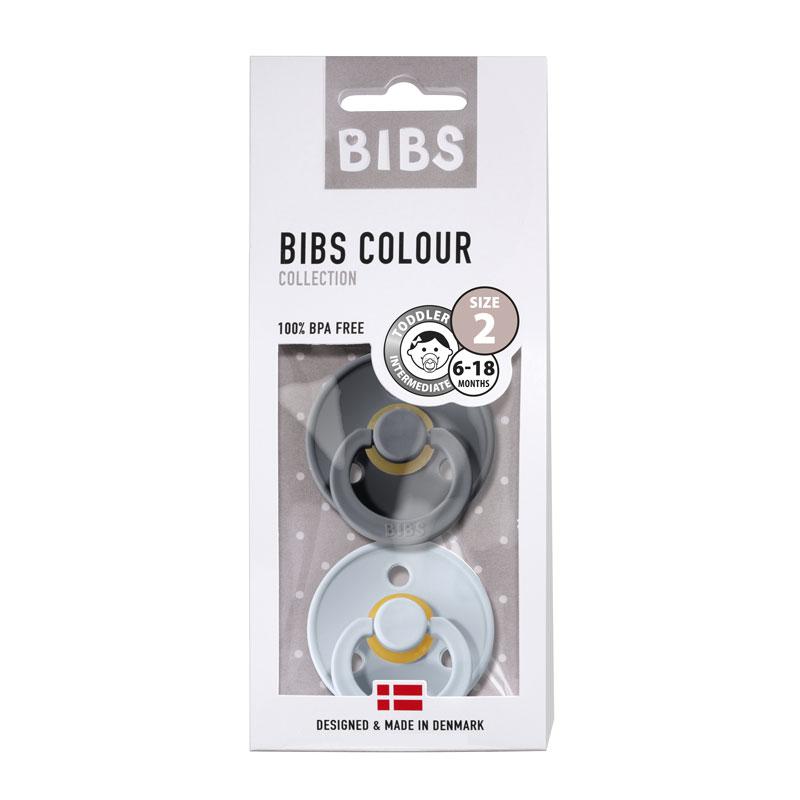 Bibs Chupete Colour x2 Iron/Baby Blue 0-6M | 6-18M | +18M