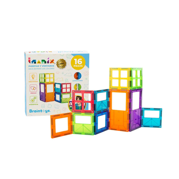 Imanix Puertas y ventanas 16 piezas magnéticas, Braintoys - Juego de construcción